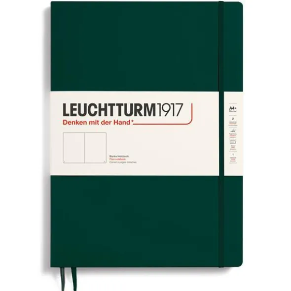 Leuchtturm Notebook A4 Slim Hard 123s Forest Green olinjerad