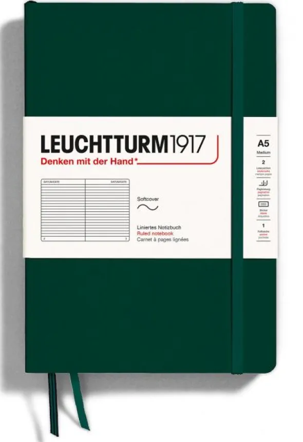 Leuchtturm Notebook A5 soft Ruled Forest Green