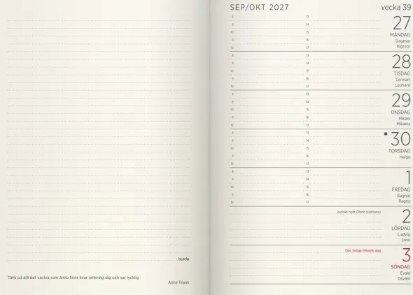 Liten veckokalender Forma Deluxe brun 2027