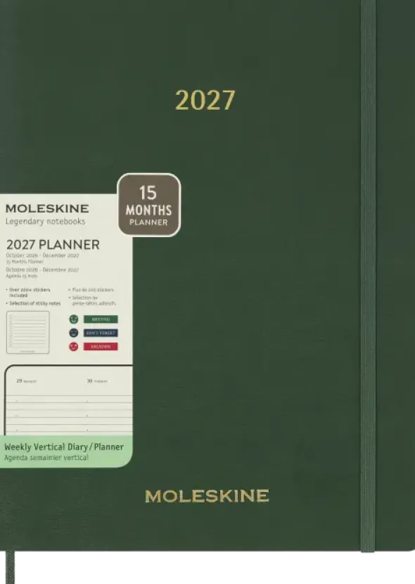 Moleskine Essential Planner Weekly Vertical XXL Myrtle Green2027