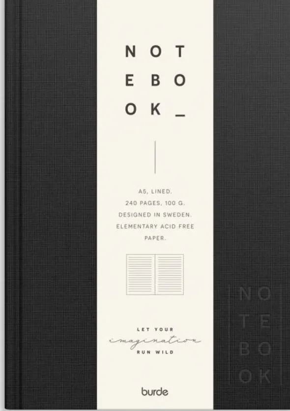 Notebook Textile black lined A5