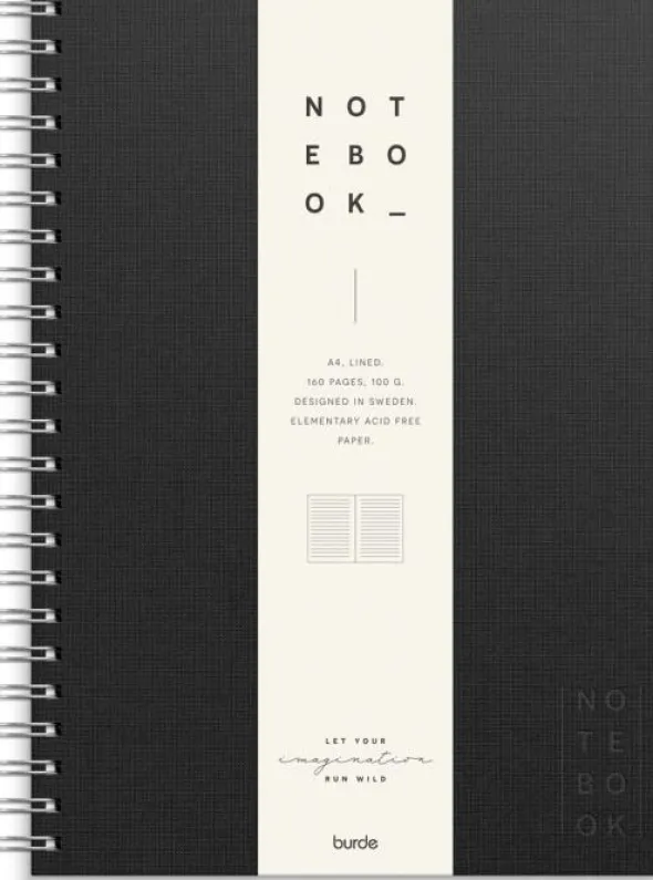 Notebook Textile black lined A4 spiralbunden