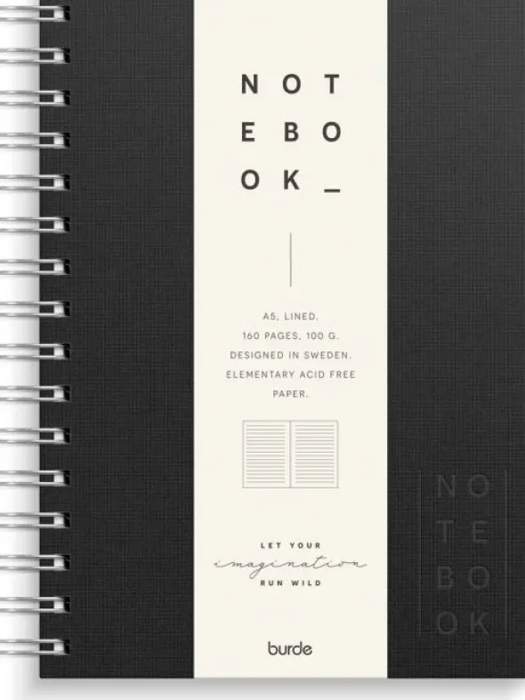 Notebook Textile black lined A5 spiralbunden