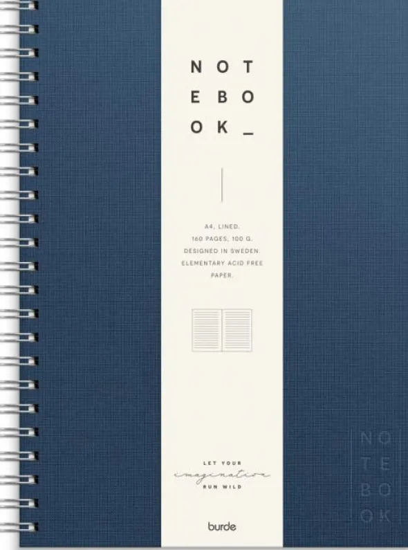 Notebook Textile dark blue lined A4 spiralbunden