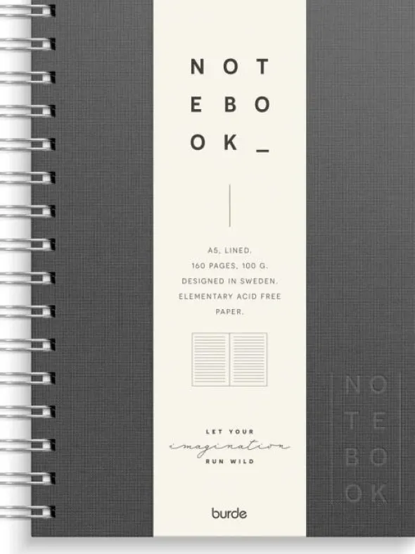 Notebook Textile dark grey lined A5 spiralbunden