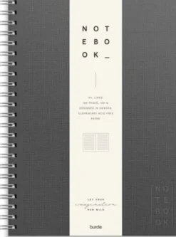Notebook Textile dark grey lined A4 spiralbunden