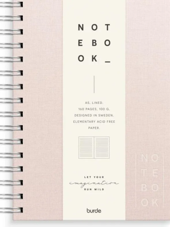 Notebook Textile pink lined A5 spiralbunden