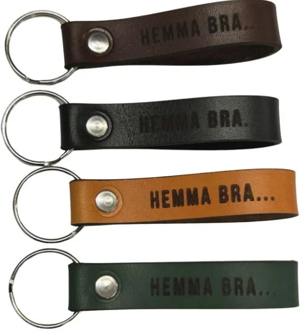 Nyckelring Läder - Hemma bra ... men husbil bäst