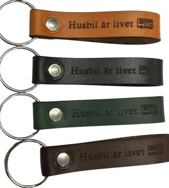 Nyckelring Läder - Husbil är livet