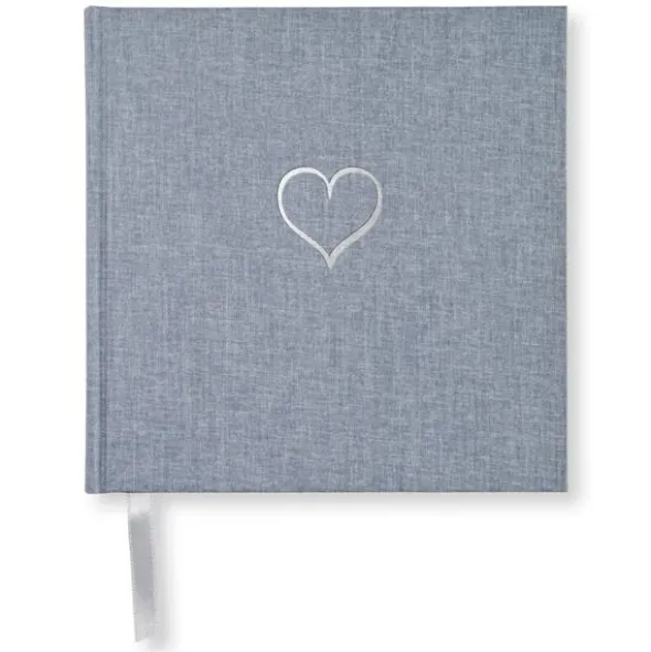 Olinjerad Blank Book Heart Denim
