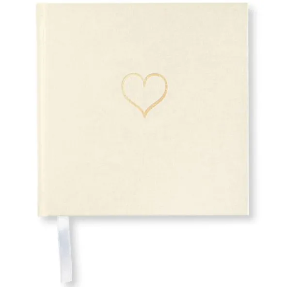 Olinjerad Blank Book Heart Off White