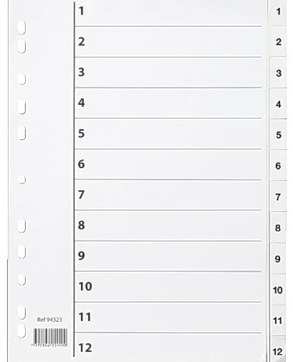 Plastregister A4 1-12 vit
