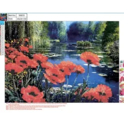 Pärlmosaik Diamond 30x40cm Blommor vid sjö