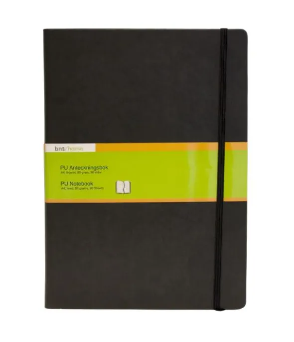 PU Notebook A4 linjerad Svart