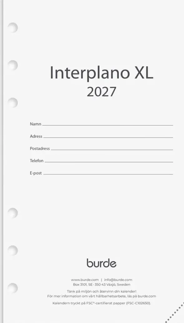 Regent kalendersats Interplano XL 2027