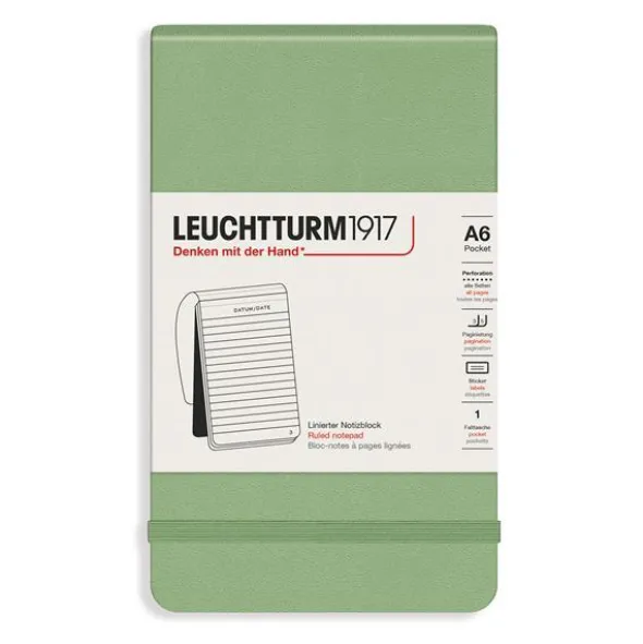 Reporter Notepad A6 hard cover Ruled Sage