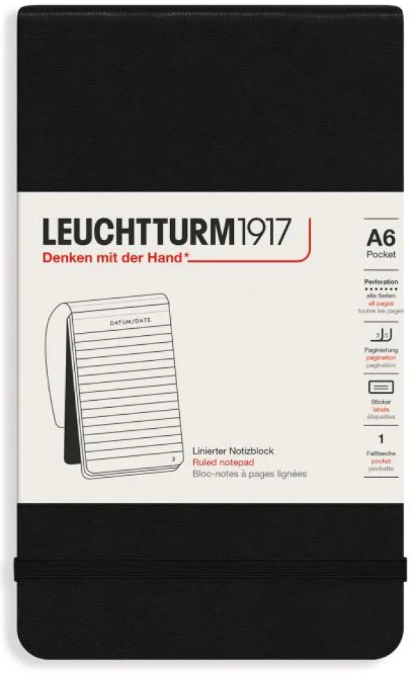 Reporter Notepad A6 hard cover Ruled Black