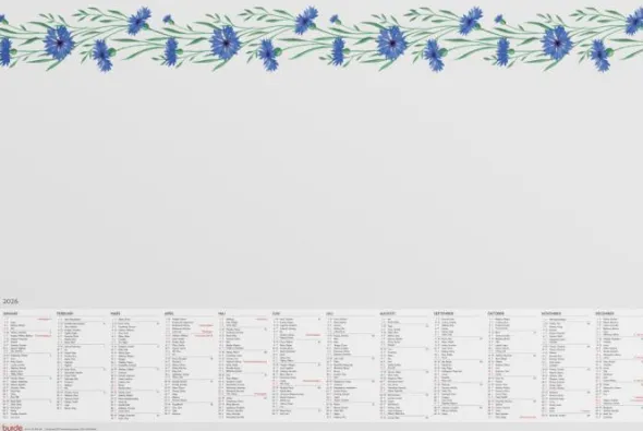 Skrivunderlägg Blomster med kalender för 2026