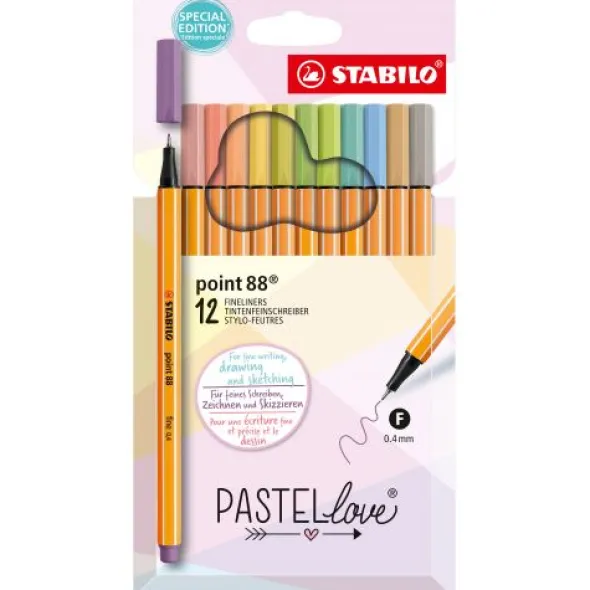 Stabilo Fineliner Point 88 Pastellove 12-Pack