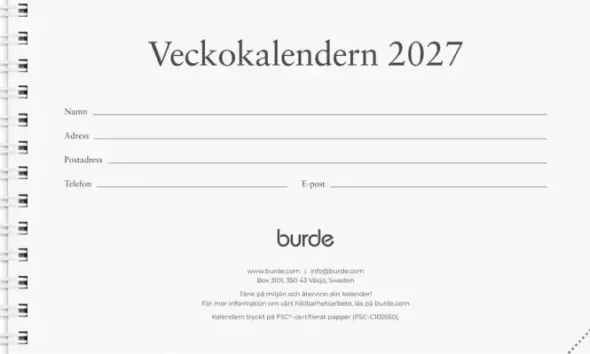 Veckokalendern refill 2027