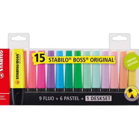 Överstrykningspenna Stabilo Boss Deskset 15/fp