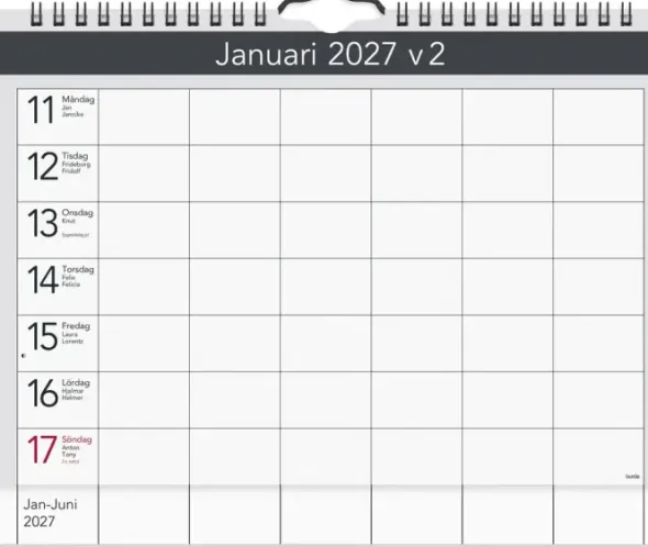 Väggagenda A4 2027