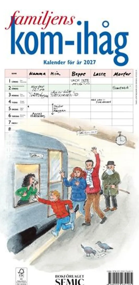 Väggkalender Familjens kom-ihåg kalender 2027