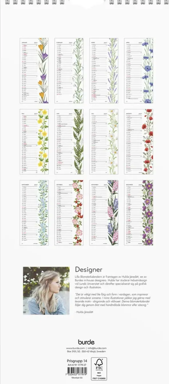 Väggkalender Lilla Blomsterkalendern 2027