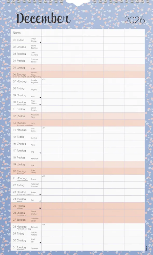 Väggkalender Pastell stickers 2026
