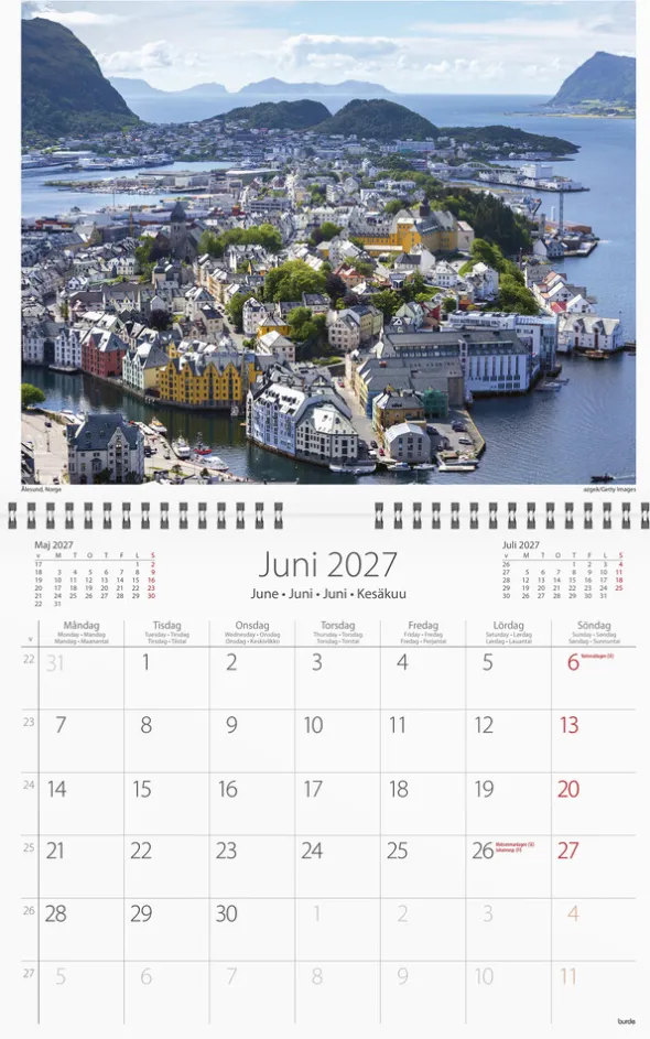 Väggkalender Scandinavia 2027