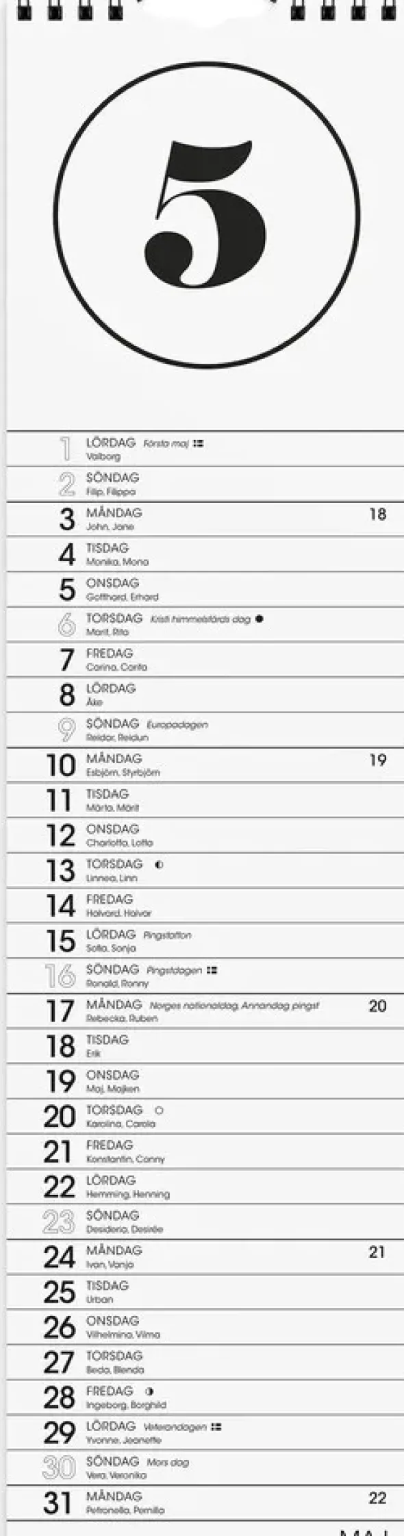 Väggkalender Simple 2027