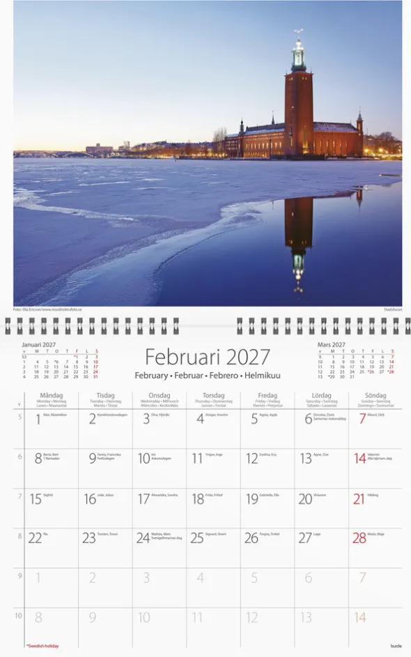Väggkalender Stockholm 2027