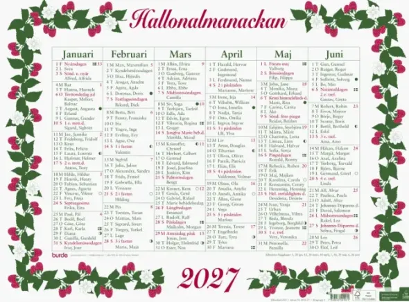 Väggkalender Stora Hallonalmanackan 2027